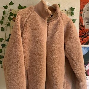 Big, fluffy, pink brandy jacket! Great condition!